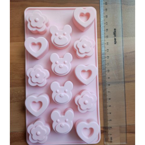 Heart - teddy bear- flower silicon mould